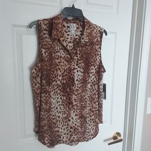 Worthington Ladies Animal Print Sleeveless Blouse